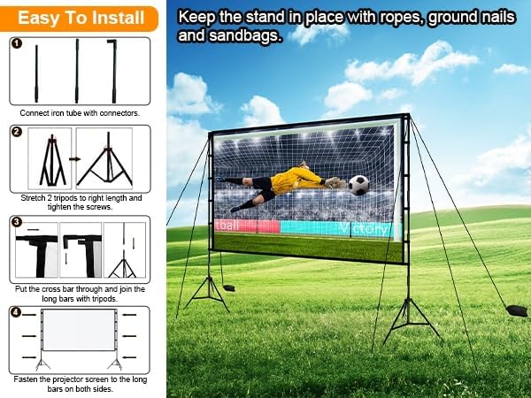 iMounTEK Backdrop Stand with Projector Screen - 16:9 4K HD 100 inch Portable Projector Screen Outdoor Indoor Lightweight Movie Screen with Carry Bag for Wedding Home Backyard Movie Night