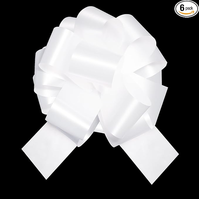 12 PCS 6 Inch White Pull Bows - Perfect for Gift Wrapping, Wedding Decor, Car Bows, Birthday Parties, Christmas and Valentine's Day
