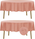 Fokitut 2 Pack Waterproof Round Tablecloth, 70 Inch, Stain Resistant and Wrinkle Polyester Table Cloth, Fabric Table Cover for Kitchen Dining, Wedding, Party, Holiday Dinner-Dusty Pink