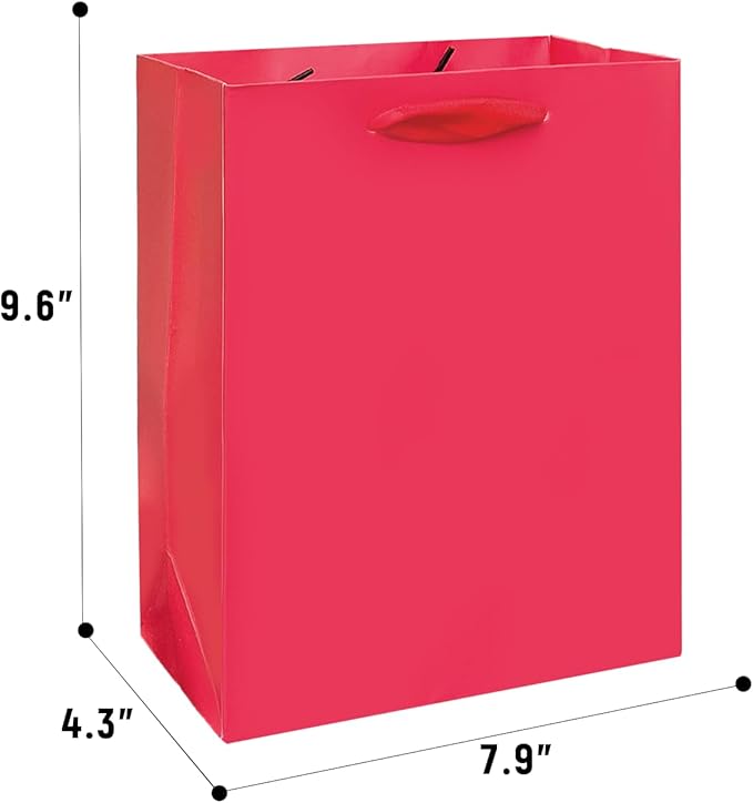 Gcardist Wine Red Gift Bags with Tissue Paper for Wedding, Birthday, Party Supplies-7.9"x4.3"x9.6" Medium Size Cardboard Gift Bags（5pcs Bags +10pcs Tissue Paper ）