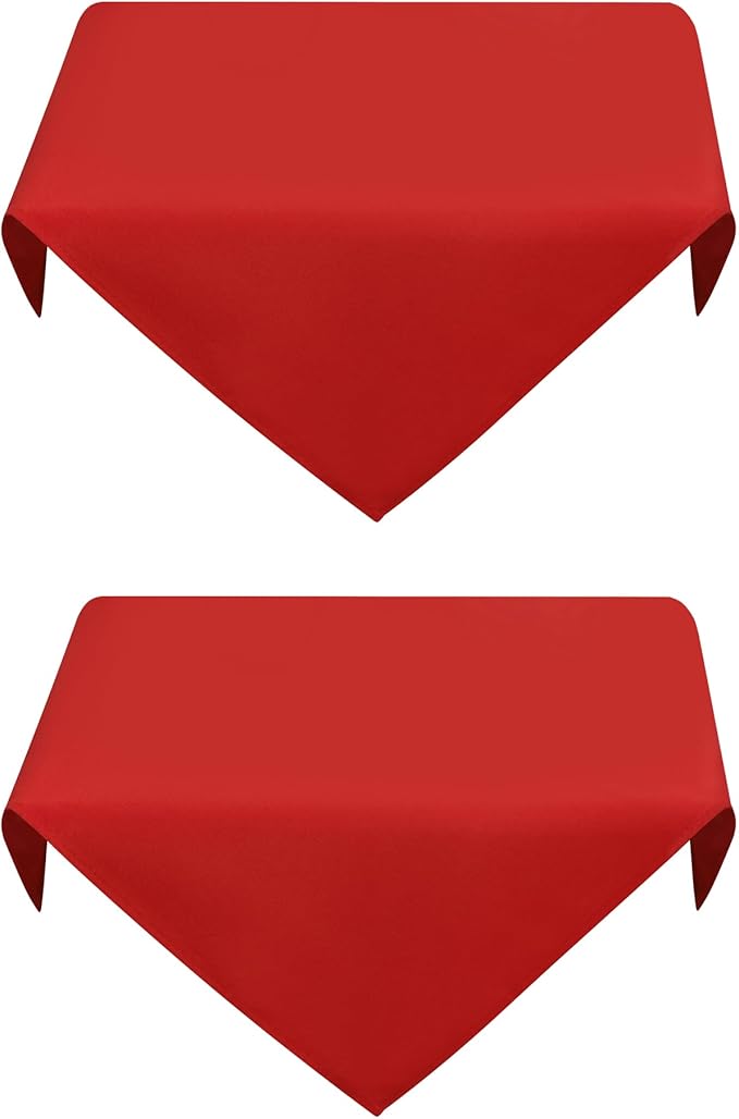 2 Pack Small Square Table Cloth 24X24 Inch Red Washable Fabric Tablecloth Polyester Solid Table Cover for Night Stand End Table Side Table Outdoor Indoor