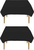Pomp Black 70" x 70" Poplin Polyester Tablecloth (2 Pack) | Wrinkle + Stain Resistant Easy Care Premium Fabric | Fits Square or Round Table