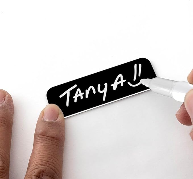 Black Name Tag Blanks – 25 Pack, 1" x 3", Round Corners, DIY Engravable Plastic Badges with Magnetic Backing – All Quality Badges