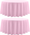 Round Tablecloth 2 Pack 90 Inch Pink Tablecloths Washable Decorative Linen Polyester Table Clothes Cover for Dining Table Banquets Buffet Parties and Wedding