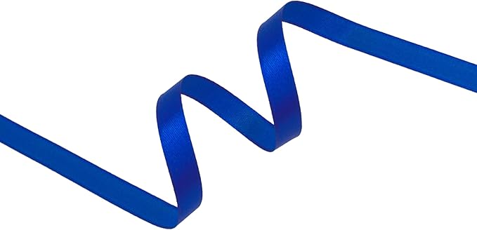 Dark Royal Blue Satin Ribbon 3/8 inch X Continuous 50 Yards, Single Face Polyester Ribbon Perfect for Gift Wrapping, Flower Bouquet, Wedding Decor, Crafts, Bow Making, Sewing and More