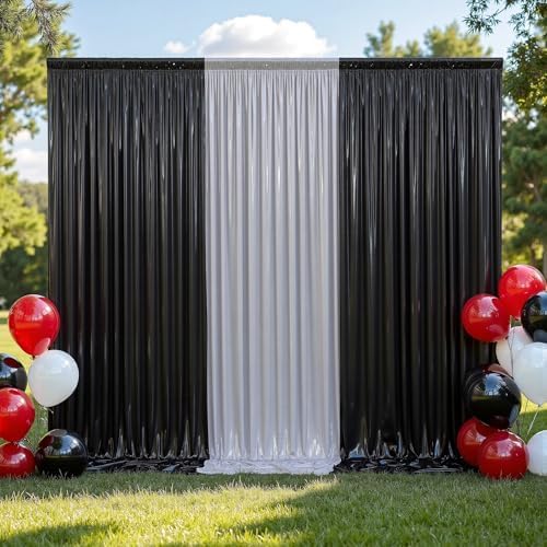 30x10 ft Wrinkle Free Black Sequin Backdrop Curtain for Parties,Thick Not Fall Glitter Wedding Drapes Backdrop,6 Panels 5x10ft Shimmer Photo Wall Back Drop Cloth for Birthday Photography Background