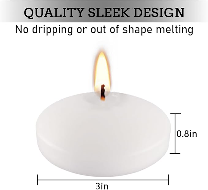3 Inch Floating Candles Set of 12, Unscented White Candles for Wedding, Pool Party, Holiday Centerpieces & Home Decor