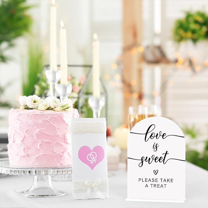 Acrylic Wedding Sign Love is Sweet Sign for Wedding Wedding Signs for Ceremony Modern Calligraphy Arch Acrylic Table Top Sign for Wedding Reception and Event Party Table(white）
