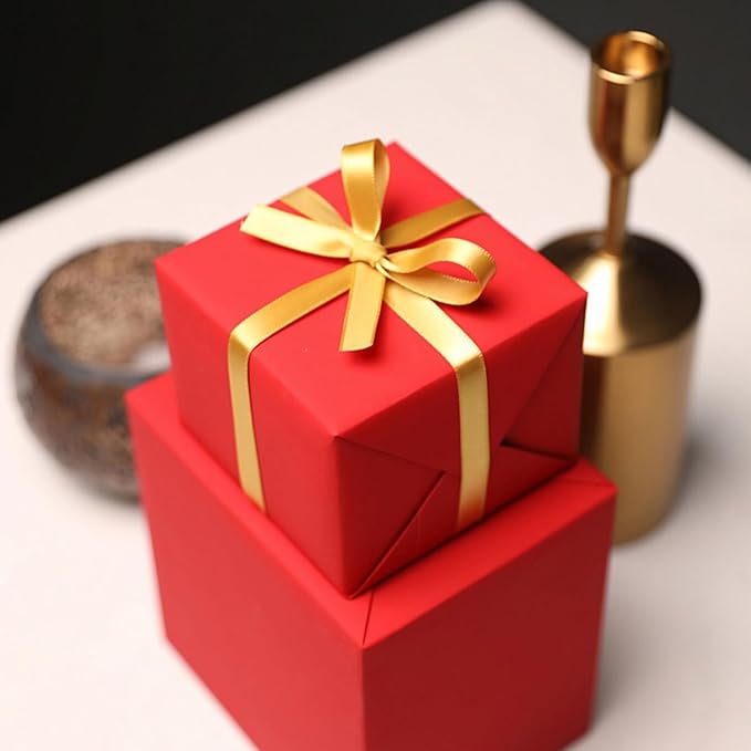 1/2" x 50 Yards Gold Satin Ribbon Single Faced Fabric Ribbons for Gift Wrapping, Crafting, Bows Making, Sewing, Wedding, Home Decor