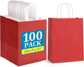 BagDream Red Gift Bags 10x5x13 Inch 100Pcs Large Kraft Paper Bags Bulk for Christmas, Wedding, Party Favors, Business, Retail, Grocery Paper Sacks with Handles