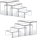 8 Pcs Acrylic Display Risers, 2 Sets Small Size Clear Acrylic Risers, 0.15" Thick, Display Stands for Figure, Action, Dessert, Candy, Jewelry Showcase