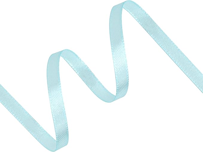 Light Blue Satin Ribbon 1/4 inch X Continuous 25 Yards, Single Face Polyester Ribbon Perfect for Gift Wrapping, Flower Bouquet, Wedding Decor, Crafts, Bow Making, Sewing and More