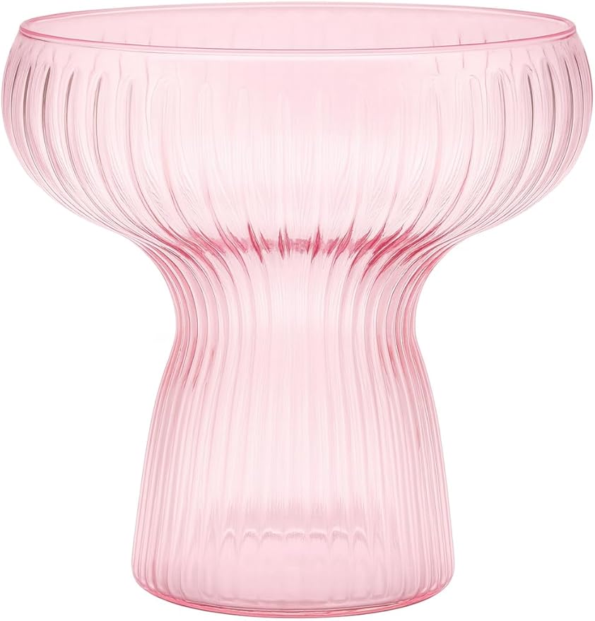 Lunara Clear Plastic Margarita Glasses, 11 oz, Set of 40, Disposable Party Cups for Cocktails (Pink Ripple Ribbed)