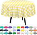 QIKSION Yellow Gingham Round Tablecloth 6 Pack, 84 Inch Plastic Checkered Table Cover Disposable for Parties