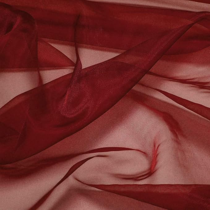 VDS Maroon Organza Fabric, 5 Yards Continuous, 45” Wide, Wedding Party Decoration Iridescent Crystal Sheer Shiny Organza Tulle Bridal Dress DIY Crafts Costume Sewing Backdrop Arch Cloth