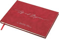 MUUJEE Personalized Guestbook in Red - Premium Custom Modern Guest Book for Wedding Reception, Birthday Party or Events w/Bookmark Blank Pages for Signing 11.5 x 8.5 inches