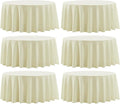 Round Tablecloth 132 Inch 6 Pack Ivory Tablecloths Washable Decorative Linen Polyester Table Clothes Cover for Dining Table Banquets Buffet Parties and Wedding