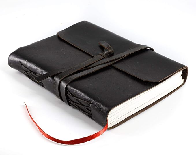 Handmade Leather Journal | Writing Notebook Diary | Bound Daily Notepad For Men & Women Unlined Paper Medium, writing pad for artist, sketch