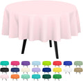 QIKSION Pink Round Tablecloth 12 Pack, 84 Inch Plastic Table Cloth Disposable for Parties