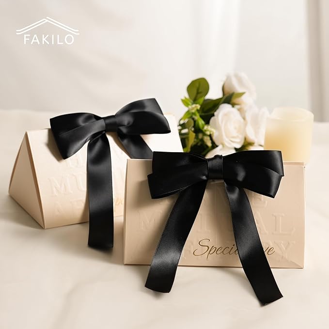 Black Bows for Gift Wrapping, 5'' X 7'' Large Satin Gift Bows for Birthday, Wedding, Party, 30 Pcs