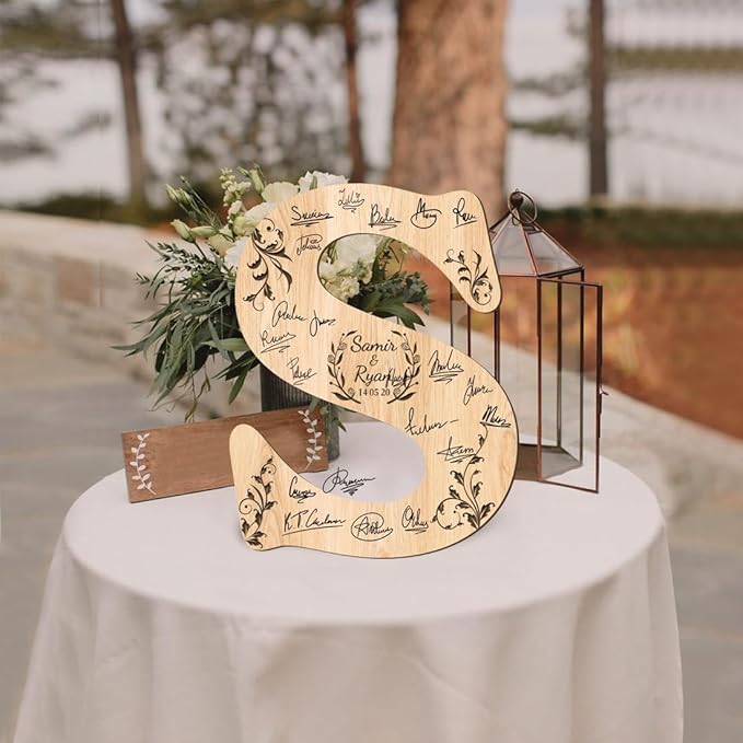 Personalized Wedding Guest Book Sign Custom Letter Name Date Rustic Wedding Guest Book Alternative Unique Guest Book for Wedding Anniversary Decor (Style 3)
