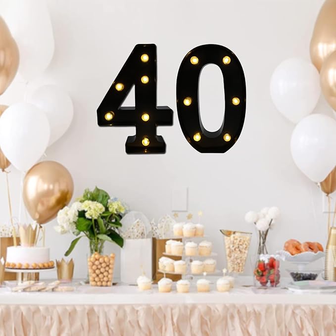 LED Marquee Numbers, 8.58 Inch Led Light Up Numbers for Party, Small Light Up Letters, Battery Powered Lighted Number for Table, Birthday, Night Light, Christmas or Home Decor (Black, Number 4)