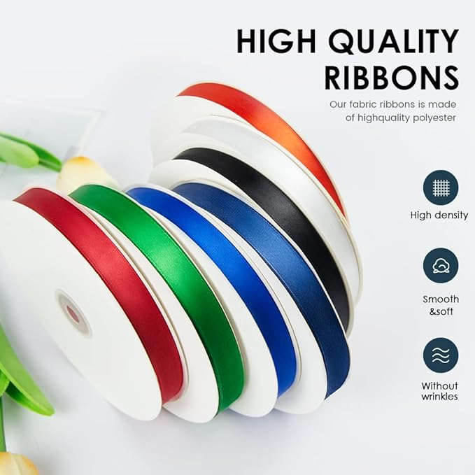 1 Inches x 100 Yards Polyester Satin Ribbon, Solid Color Golden Satin Ribbon for Crafts, Gift Wrapping, Hair Bows, Wedding Party Decoration, Bow Making & Other Projects (Golden)