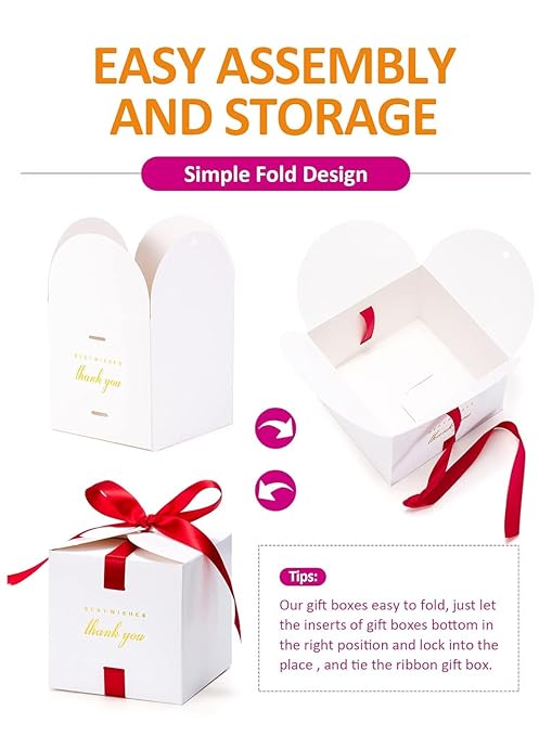 MESHA Gift Boxes 4x4x4'' 400 Pack, Small White Gift Boxes with Lids,Bridesmaid Proposal Box, Wedding Boxes for Gifts Thank You Bulk Boxes