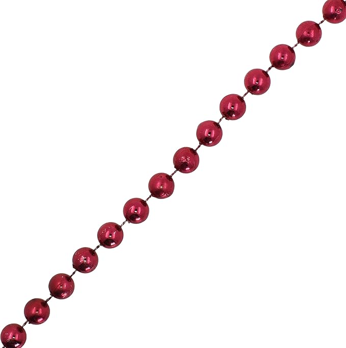 Mandala Crafts 10mm Faux Burgundy Pearl Beads Roll - 11 Yards Strand of Fake Pearls Chain Garlands Spool String for Christmas Tree, Wedding, Party, Vases, DIY Decoration