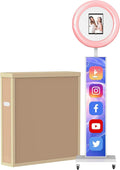 MWE Portable Photo Booth Machine Stand Compatible with Any Ipad with Software APP and Remote Control, RGB Ring Lights Music Sync, Free Custom Logo,ChackTok VIP (White, Light Box-Honeycomb Case)