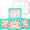 12 Cupcake Containers 10-Packs Cupcake Box Cupcakes Carrier, Mint Blue 12 Cupcake Boxes with Window 13"x10"x3.5"