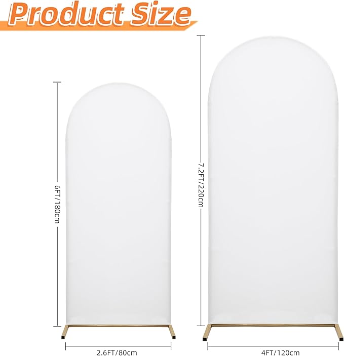 6.6FT Wedding Arch Covers Arch Backdrop Cover Arch Stand Covers Set Arch Cover Spandex Fabric Stretchy Backdrop for Wedding Birthday Party Decoration Baby Shower (White, Cover Only)