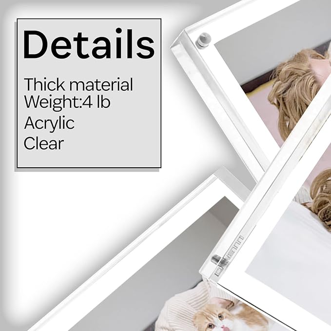 Canetti Original Magnet Picture Frame - Crystal Clear Acrylic Glass Table Top Photo Frame