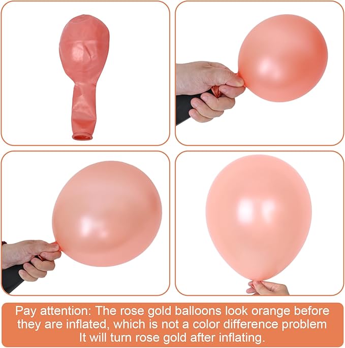 Rose Gold Balloons Set, Pearl Champagne Gold Rose Gold and White Birthday Balloons, Metallic Roses Golds Confetti Balloons for Girls Women Birthday Party Wedding Bridal Shower Decorations