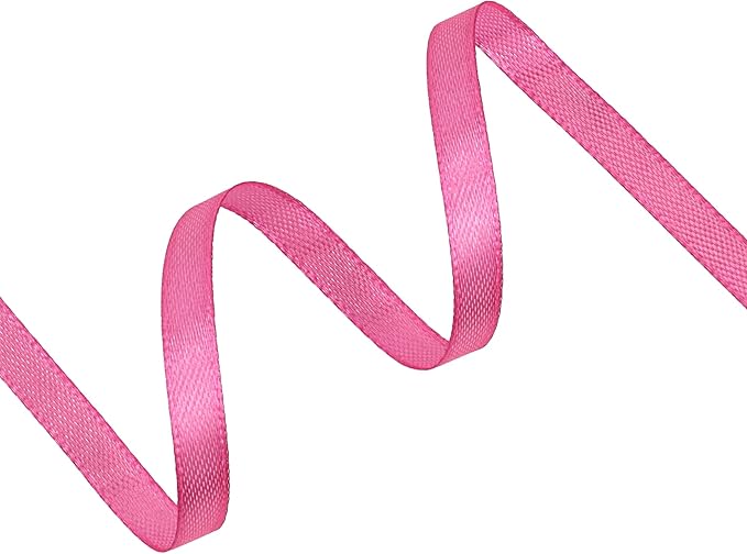 Hot Pink Satin Ribbon 1/4 inch X Continuous 50 Yards, Single Face Polyester Ribbon Perfect for Gift Wrapping, Flower Bouquet, Wedding Decor, Crafts, Bow Making, Sewing and More