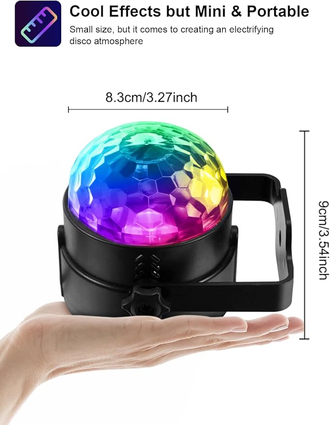 Luditek 2-Pack Sound Activated Party Lights with Remote Control, Disco Ball Light, DJ Strobe Lamp for Home Room Dance Party Supplies White Elephant Gifts Birthday Christmas Halloween Party Decorations