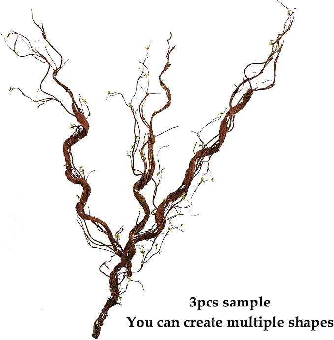 66.9in Flexible Artificial Wall Hanging Plants Tree Trunk Fake Cherry Blossom Branches Wood Twigs Twisted Cane Vine Grape Garland for Wedding Outdoor Garden Home Room Christmas Decoration