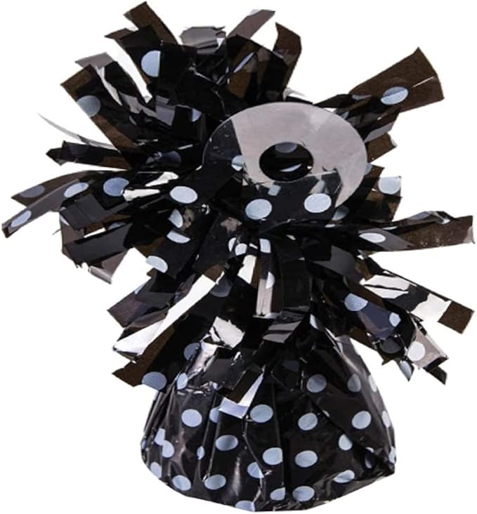 PMU Polka Dot Kisses Balloon Weights - Decorative Balloon Weight for Christmas, Thanksgiving, Birthday, Party Favors, Wedding & Baby Shower - 6oz. Black With White, Pkg/1