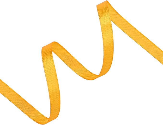 Yellow Satin Ribbon 1/4 inch X Continuous 100 Yards, Single Face Polyester Ribbon Perfect for Gift Wrapping, Flower Bouquet, Wedding Decor, Crafts, Bow Making, Sewing and More