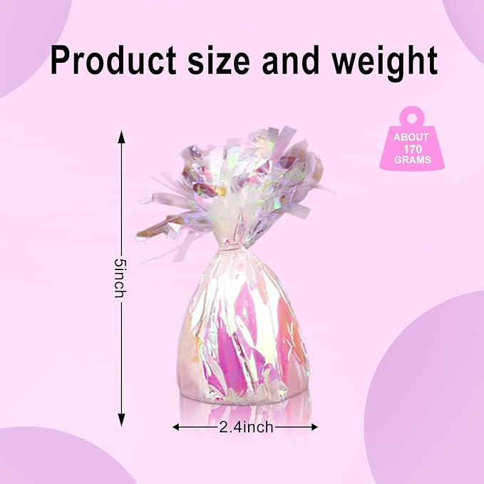 12PCS Balloon Weight Metallic Heavy Solid Balloon Pendant Pack Holder For Table Centerpieces Birthday Wedding Chrismas Party Decoration (Irides)