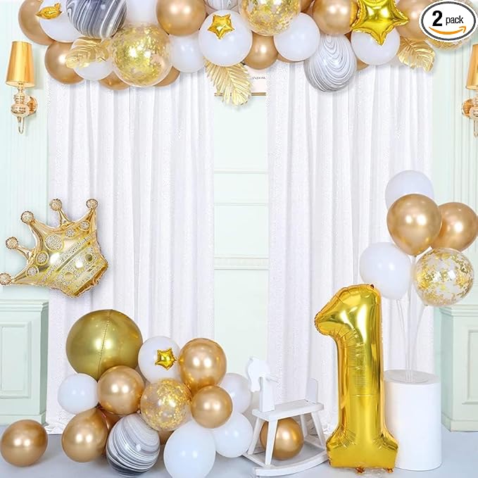 Poise3EHome White Sequin Backdrop Curtains, 2 PCS 5FT x 10FT Sequin Panels for Backdrop,Sequence Wedding Party Background Drapes