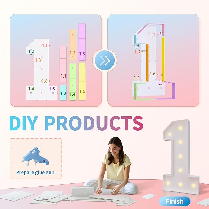 imprsv 3FT Marquee Numbers 30, Light Up Numbers for 30th Birthday Decorations Anniversary Party Decor, Number 30 Light Up Number, Pre-Cut Foam Board Kit