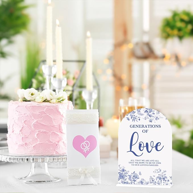 Acrylic Wedding Signs, Dusty Blue Wedding Decor, Blue Weddings Decor, Generations of Love Signs for Reception, Modern Calligraphy Arch Acrylic Table Top Sign for Weddings Parties Dinners (White)