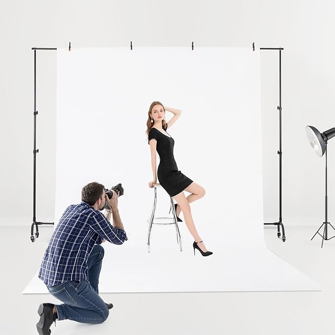 VEVOR Backdrop Stand with Wheels, 7 x 10 ft Adjustable Photo Backdrop Stand Kit, Moveable Background Backdrop Stand, Heavy Duty Projector Screen Stand, for Wedding, Photo Studio & Party