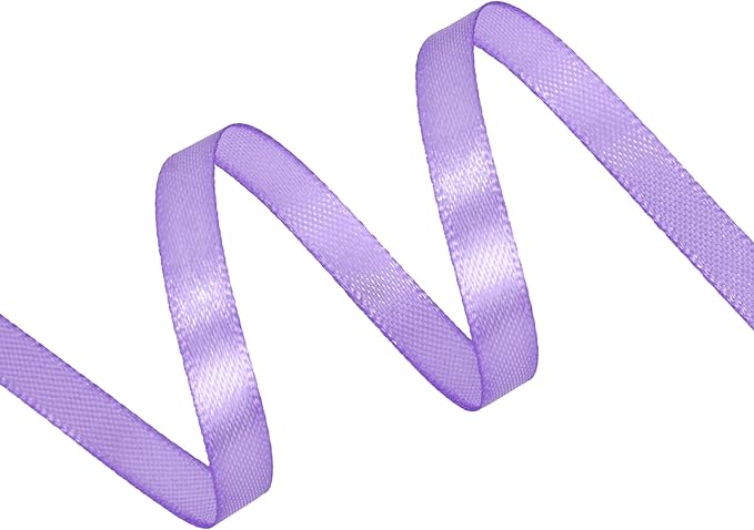 Light Purple Satin Ribbon 1/4 inch X Continuous 100 Yards, Single Face Polyester Ribbon Perfect for Gift Wrapping, Flower Bouquet, Wedding Decor, Crafts, Bow Making, Sewing and More