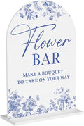 Acrylic Wedding Signs, Dusty Blue Wedding Decor, Flower Bar Desk Decor, Flower Bar Signs for Reception, Modern Calligraphy Arch Acrylic Table Top Sign for Weddings Parties Dinners (White)