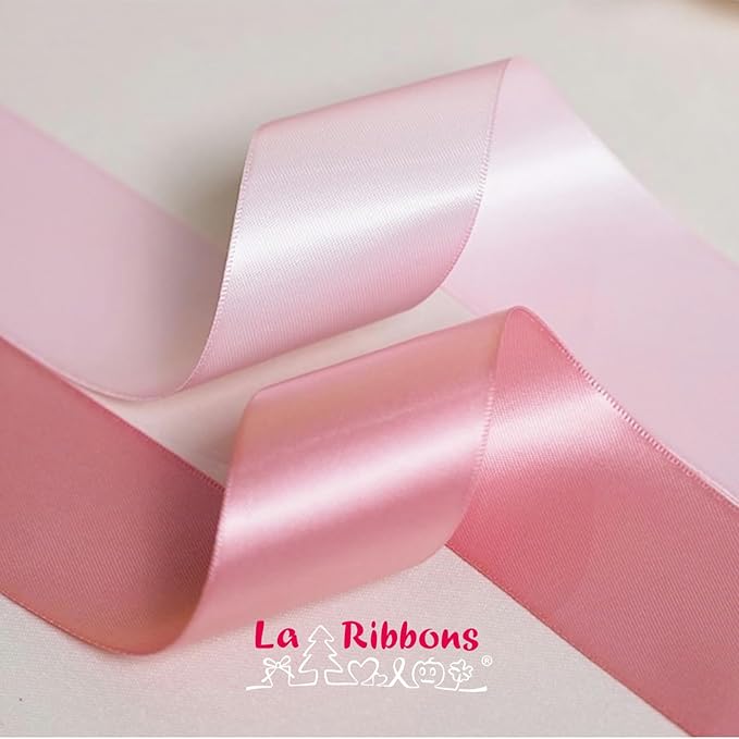 LaRibbons 1 Inch 25 Yard Double Faced Satin Ribbon,Dust Pink Satin Craft Fabric Ribbon for Gift Wrapping Floral Bouquets Wedding Party Decoration