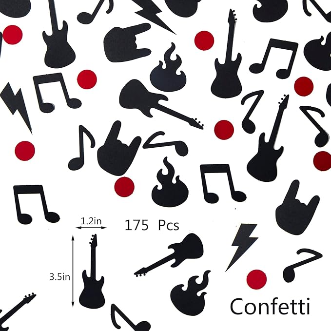 Rock N' Roll Confetti Party Decorations, Rock N' Roll Birthday Party Decorations, Wedding Party Decor, Table Decor, Garland 1950'S Rock And Roll Party Supplies, Music Birthday Decorations(175 Pcs)