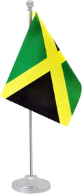 Jamaica Desk Flag, Jamaican Table Office Flag with Metal Pole and Stand Base, International Country Flags, Festival Event Celebration, Classroom Meeting Desktop Decor (Jamaica)