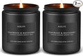 2 Pack Teakwood & Mahogany Candle | Scented Candles for Men, Man Gifts for Men - Masculine Candles - Soy Candle for Home Scented - 7oz Black Jar, Long Lasting